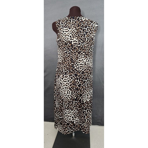 Chicos Party Dress Sz 0 (S) Stretch Midi Cheetah Animal Leopard Print Sleeveless - Picture 3 of 10